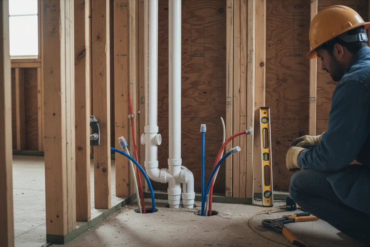 Drain and supply rough-in during Toilet Repair and Installation in Saginaw
